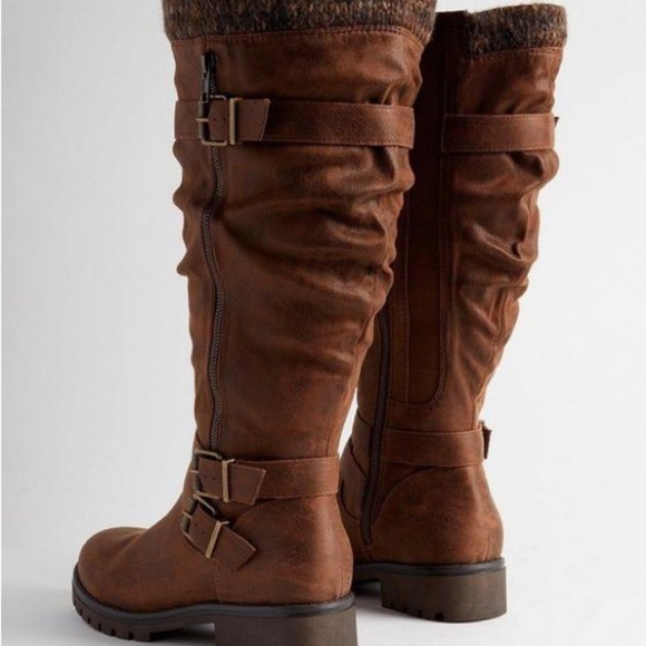 Torrid Brown Buckle Sweater Knee Boot (WW) - Picture 3 of 9